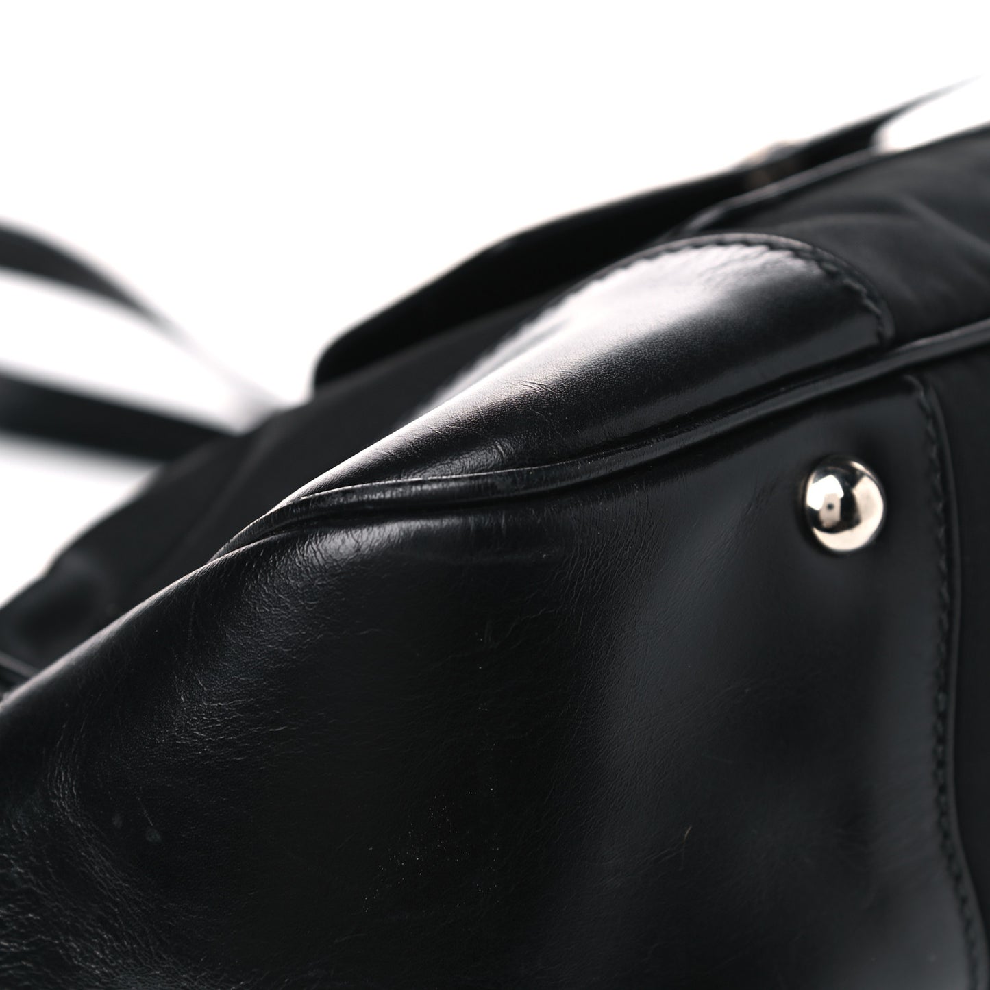 Tessuto Nylon Soft Calfskin Shoulder Bag Black