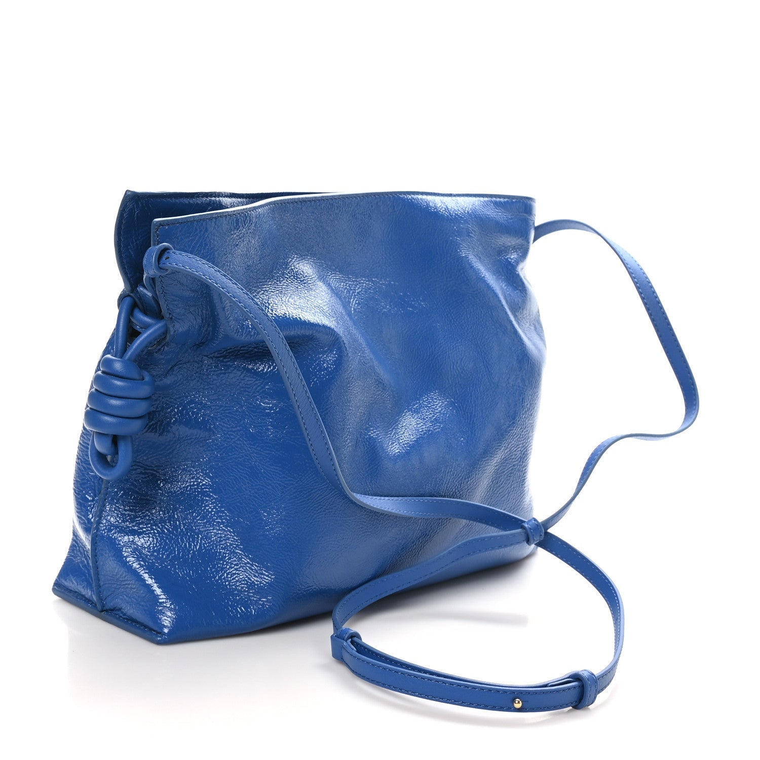Loewe Crackle Patent Calfskin Medium Flamenco Knot Bag Royal Blue 2 of 7