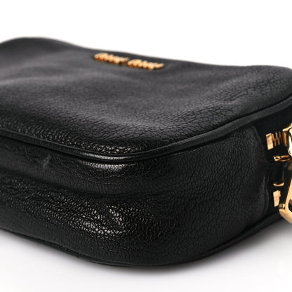 Miu Miu Goatskin Madras Double Zip Pochette Clutch Black 7 of 8