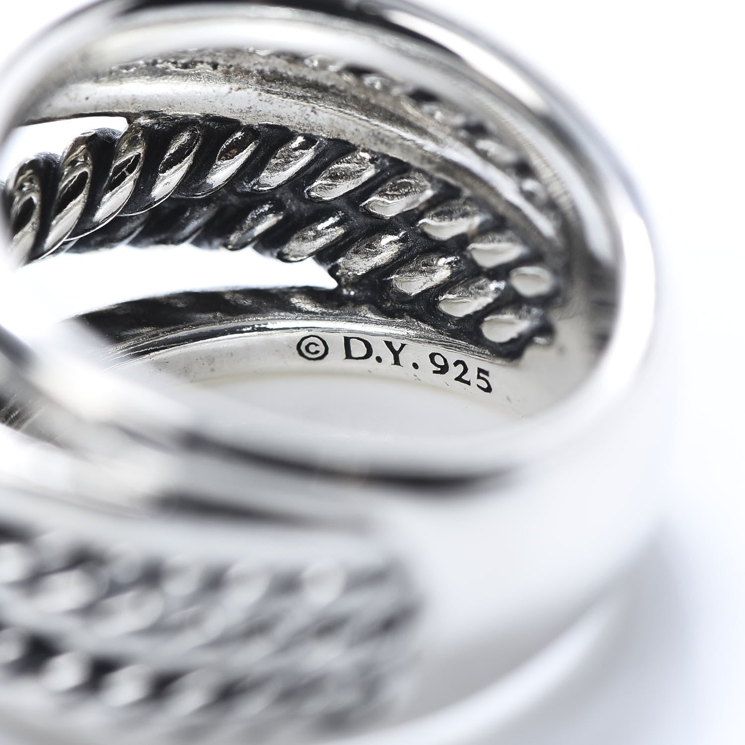 David Yurman Sterling Silver 15mm Narrow Crossover Cable Ring 50 5.25 5 of 5