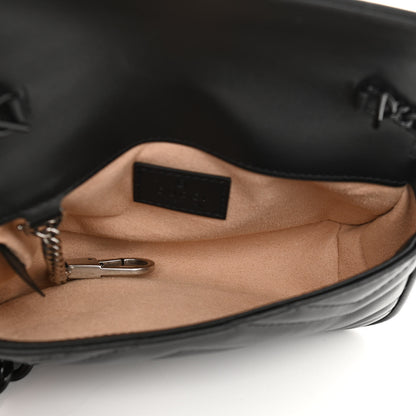 Gucci Calfskin Matelasse Monochrome GG Marmont Chain Belt Bag Black 4 of 11