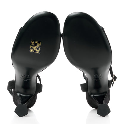 Chanel Suede Kidskin Chain Sandals 40 Black 5 of 9