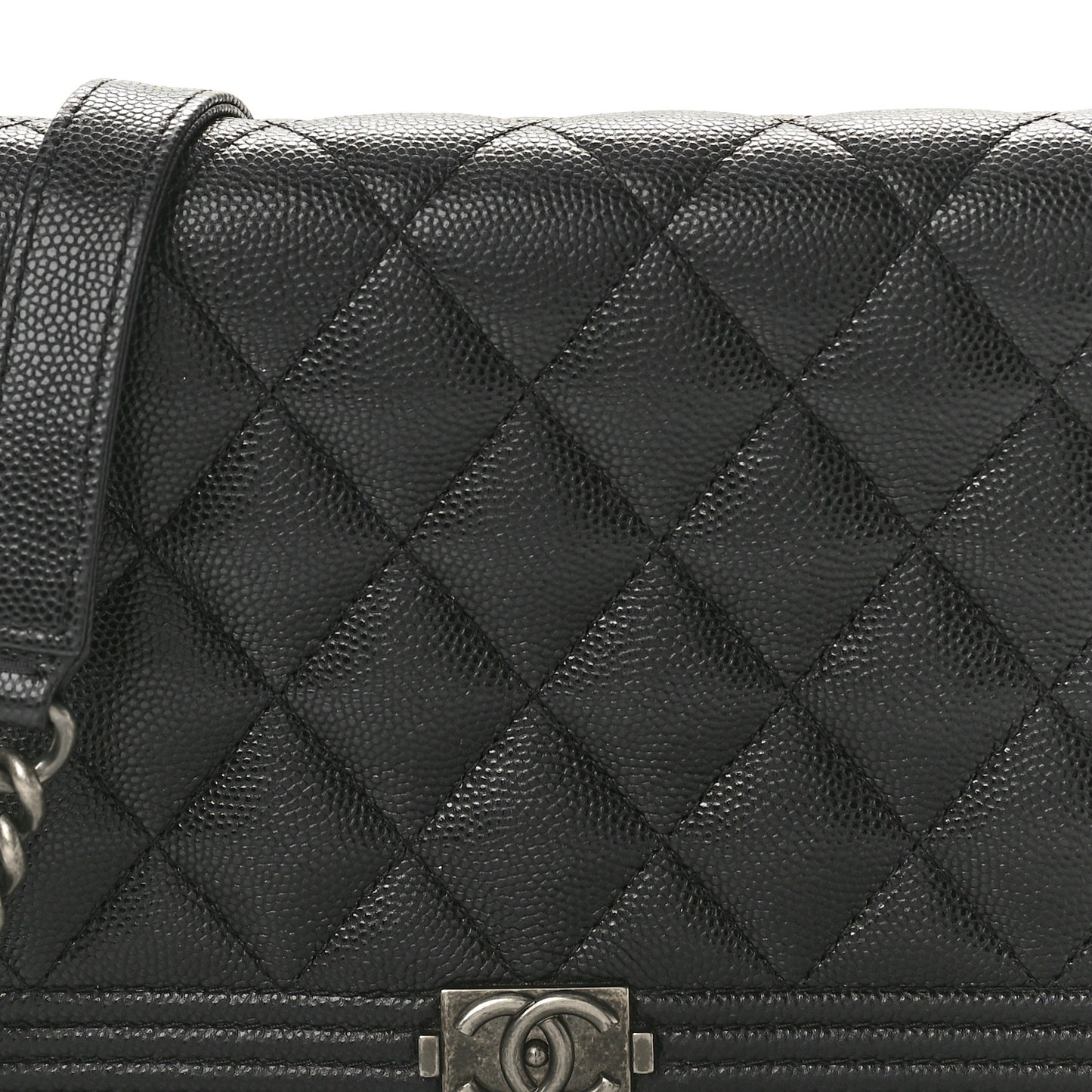Caviar Quilted Boy Wallet On Chain WOC Black