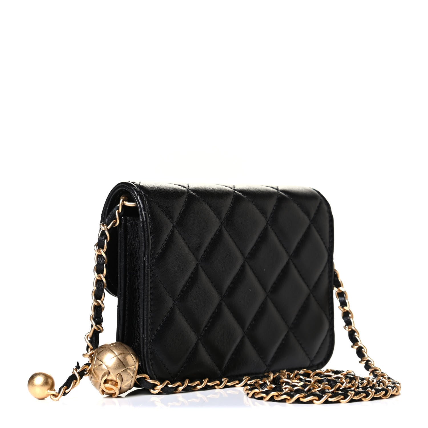 Chanel Lambskin Quilted Pearl Crush Clutch With Chain Black 2 of 7