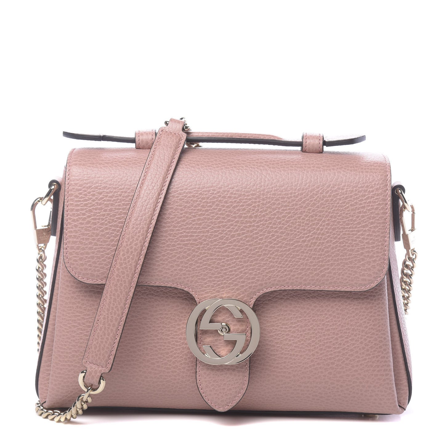 Dollar Calfskin Interlocking G Top Handle Shoulder Bag Soft Pink