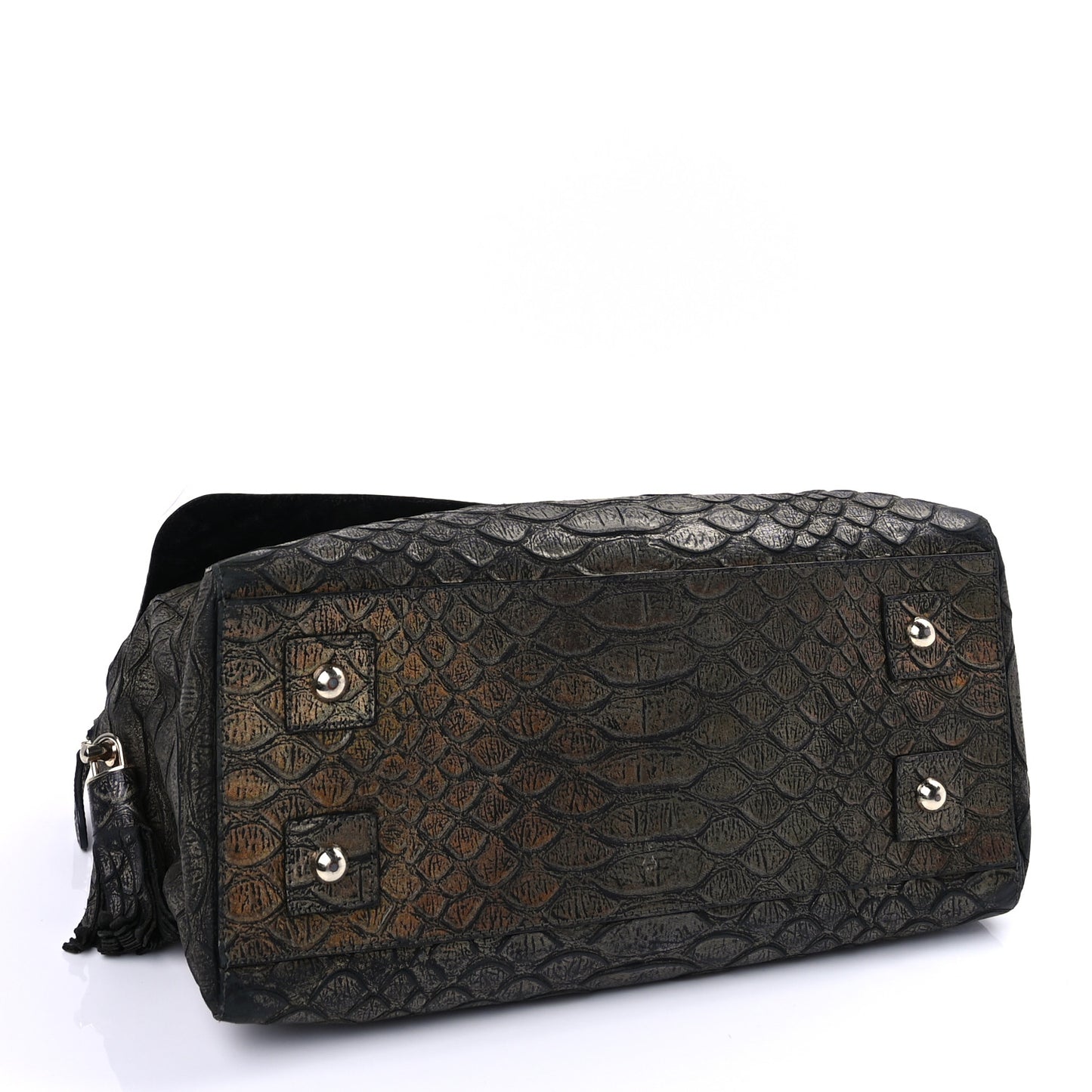 Metallic Snake Print Medium Del Rey Satchel Gold
