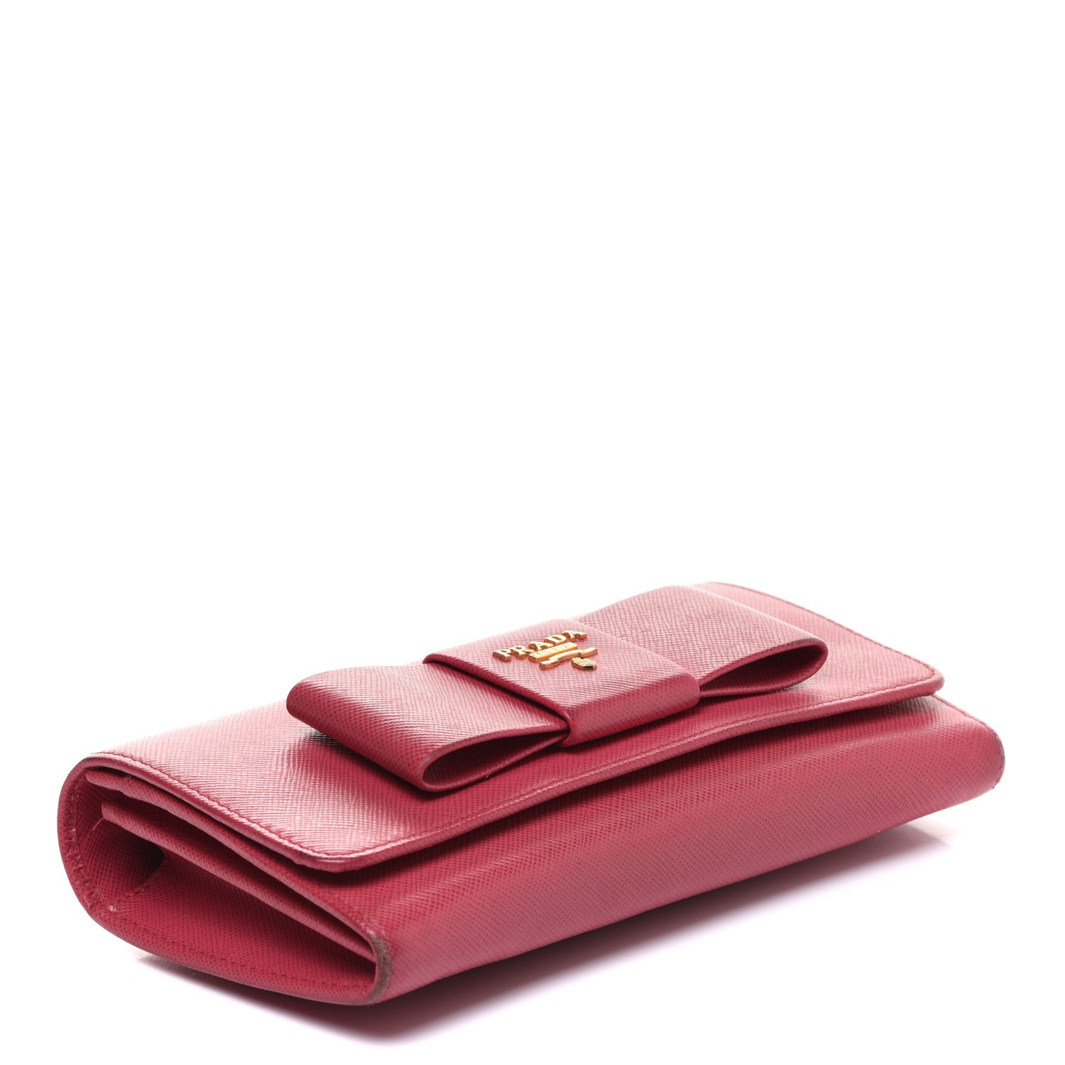 Prada Saffiano Fiocco Bow Flap Wallet Peonia 3 of 11
