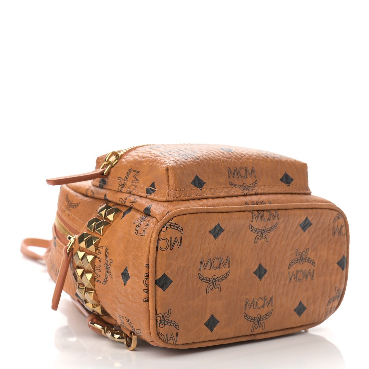 MCM Visetos Side Stud X-Mini Stark Bebe Boo Backpack Cognac 4 of 9