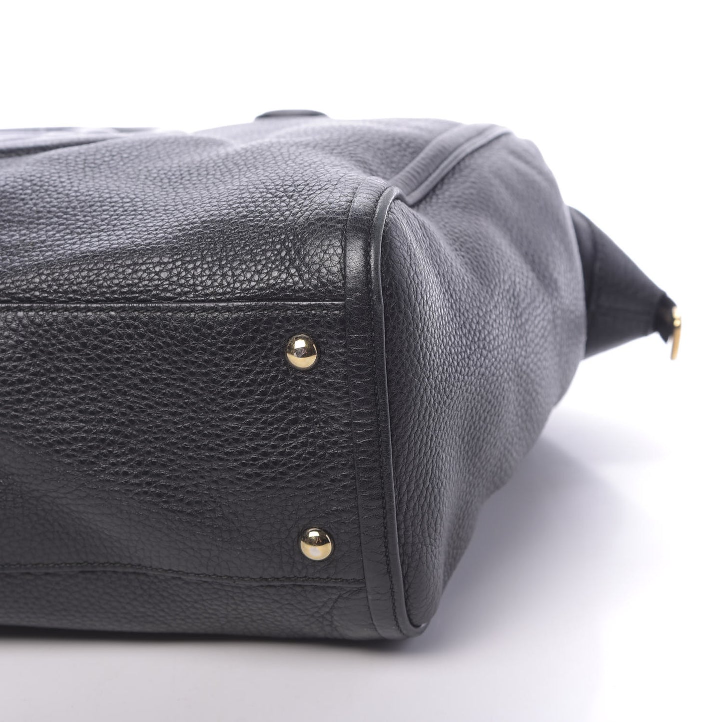 Pebbled Calfskin Large Soho Top Handle Bag Black