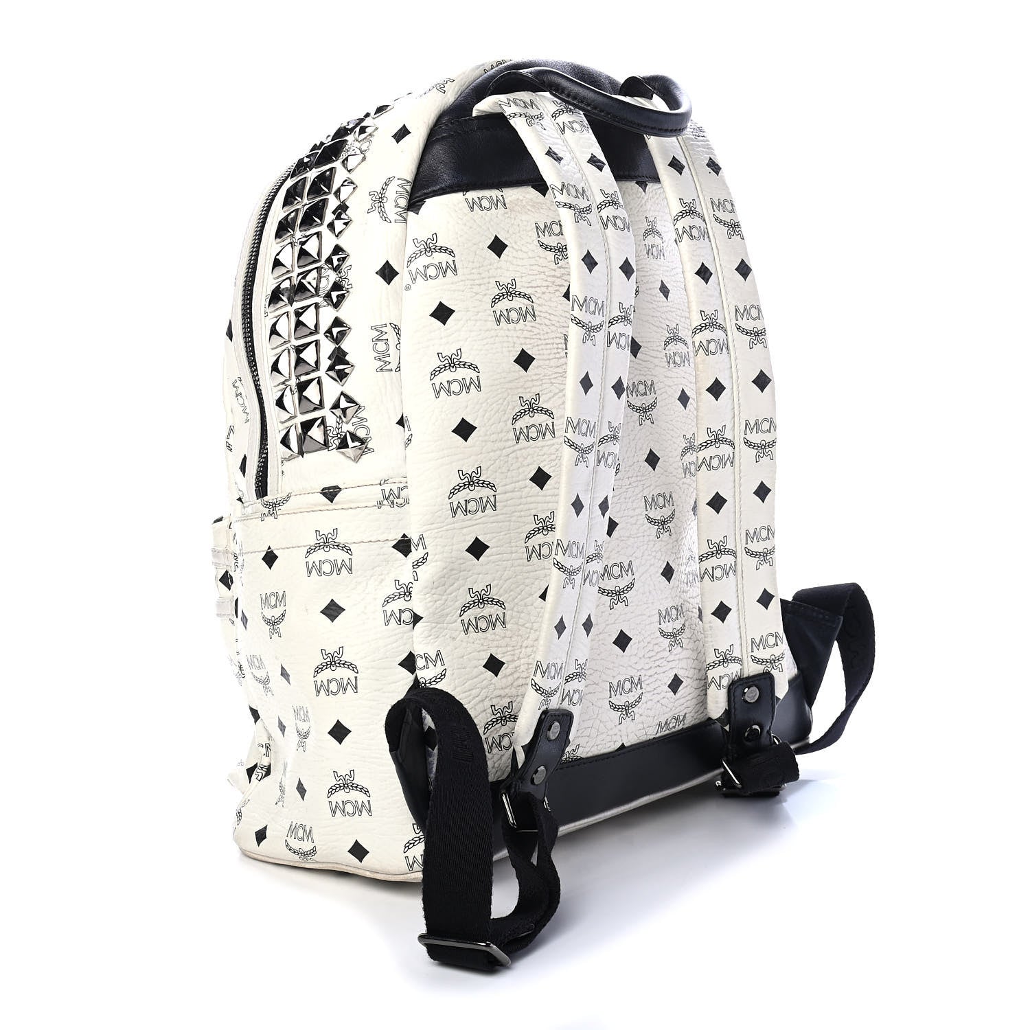MCM Visetos Medium Side Stud Stark Backpack White 3 of 14