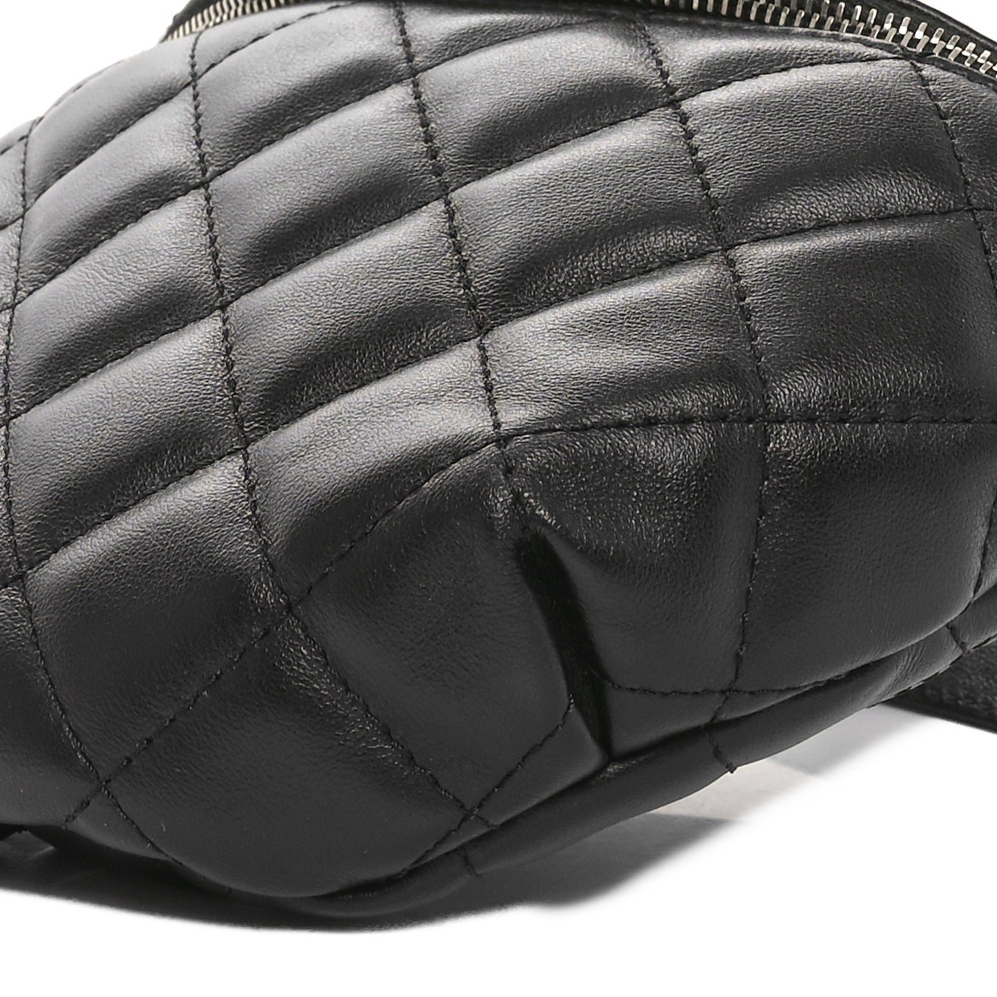 Calfskin Quilted Waist Belt Bag Black