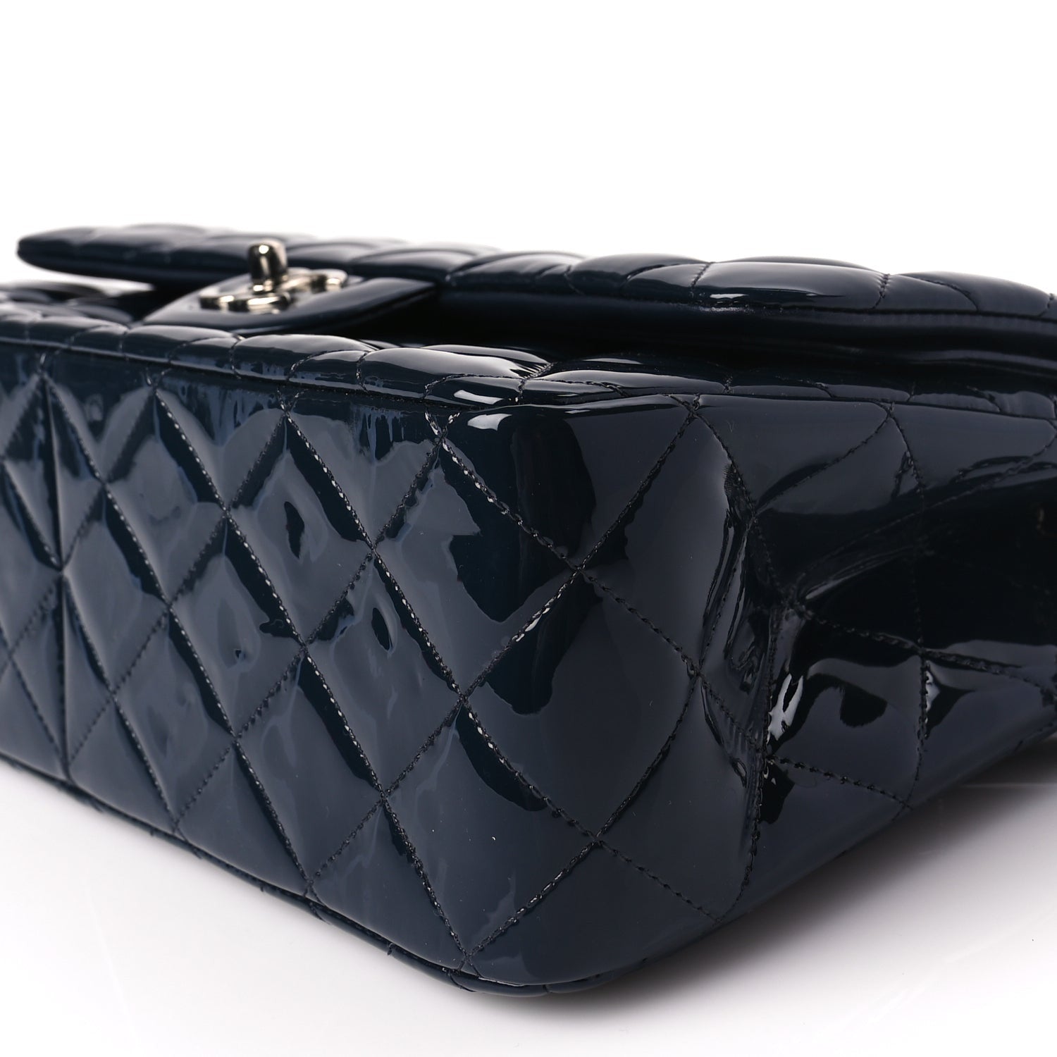 Chanel Patent Quilted Jumbo Double Flap Navy 9 of 9
