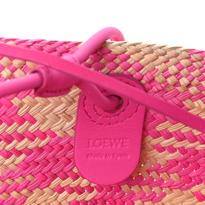 Loewe Iraca Palm Calfskin Paulas Ibiza Medium Anagram Basket Tote Bag Fuchsia 5 of 7