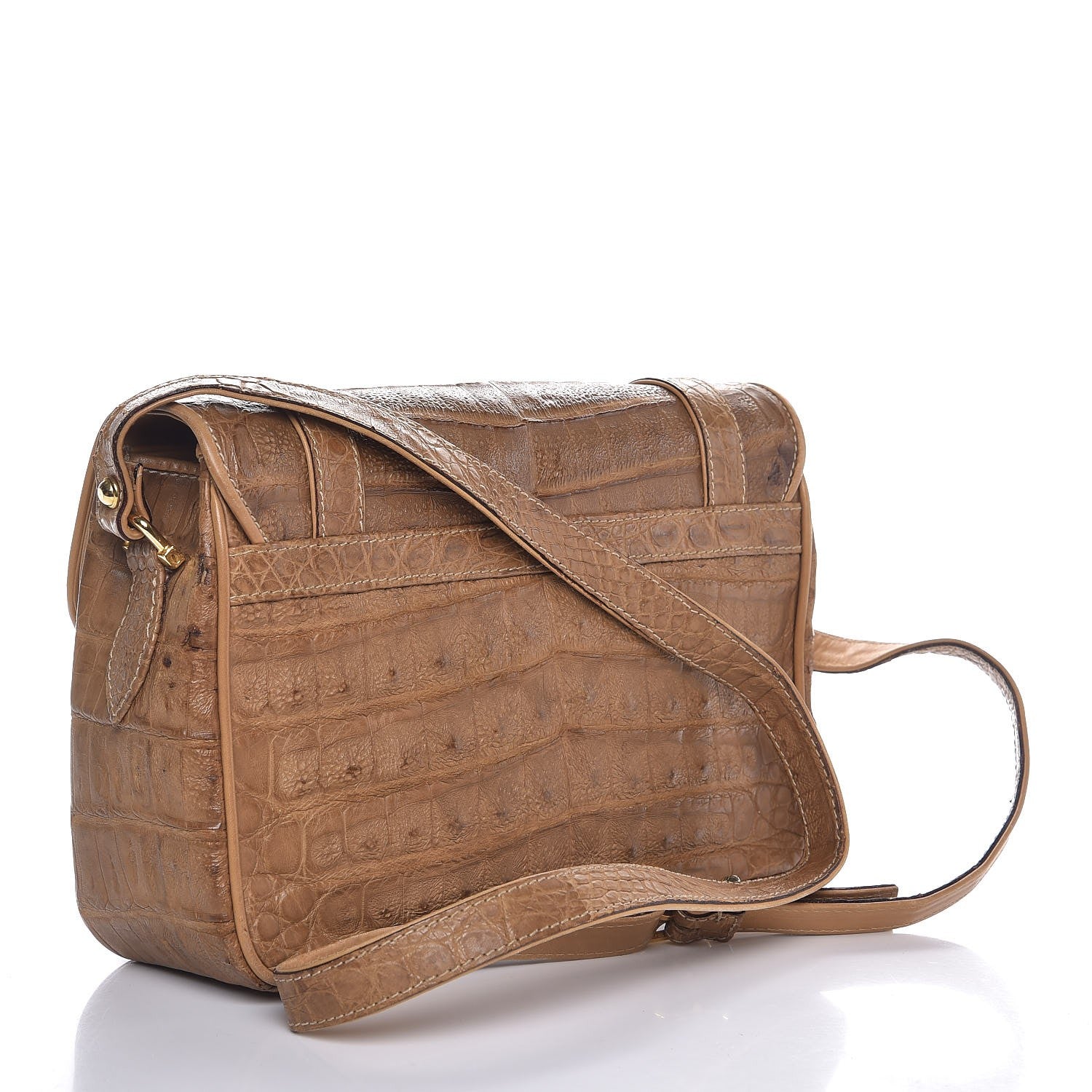 Gucci Crocodile Flap Shoulder Bag Brown 3 of 7