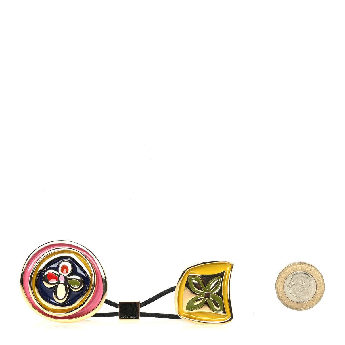 Enamel Monogram Hair Tie Gold Multicolour