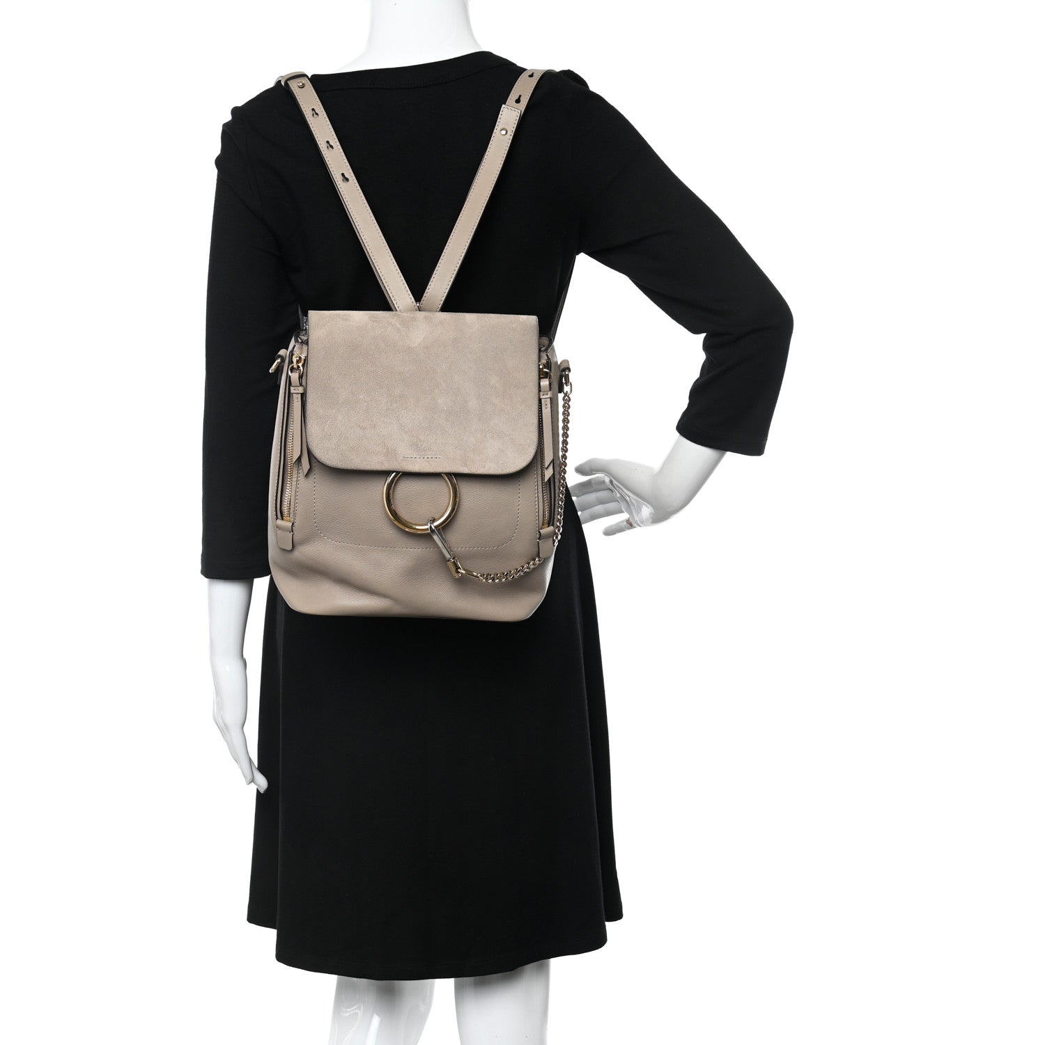 Chloe Suede Calfskin Medium Faye Backpack Motty Grey 2 of 10