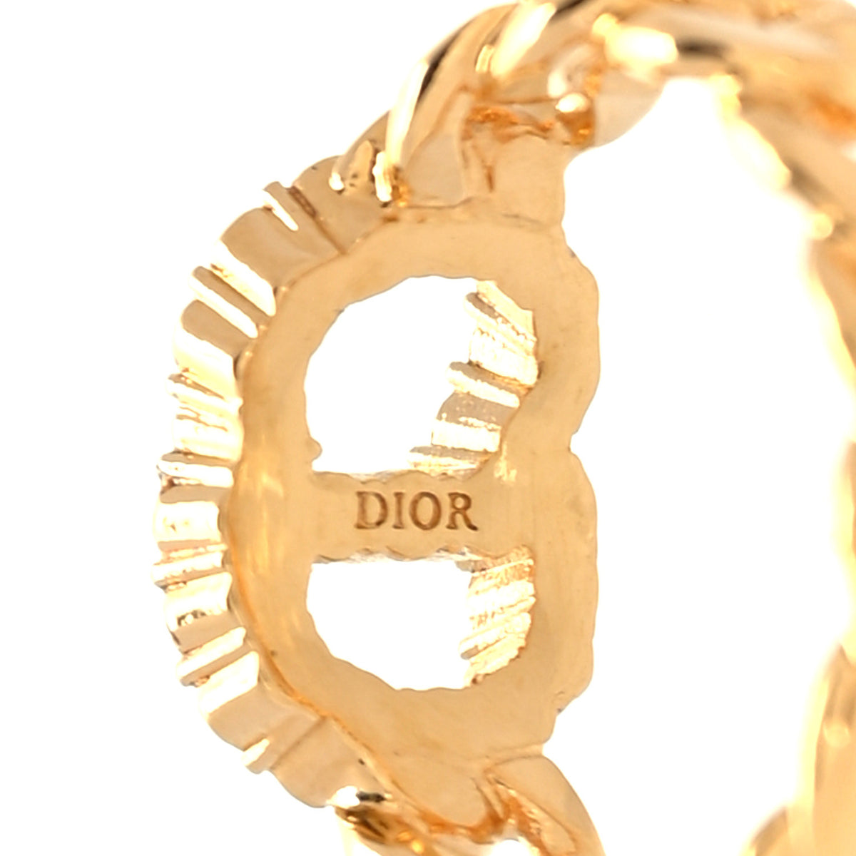 Christian Dior Metal Crystal Danseuse Etoile Chain Ring M 52 6 Gold 3 of 4