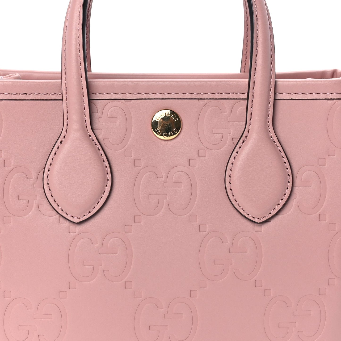 Gilbert Calfskin Jumbo GG Embossed Super Mini Tote Bag Porcelain Rose