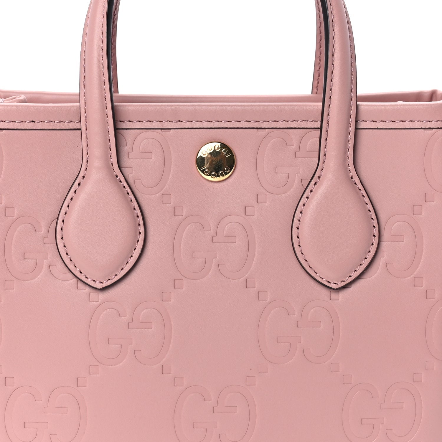 Gucci Gilbert Calfskin Jumbo GG Embossed Super Mini Tote Bag Porcelain Rose 6 of 7
