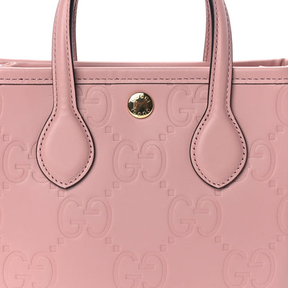 Gucci Gilbert Calfskin Jumbo GG Embossed Super Mini Tote Bag Porcelain Rose 6 of 7