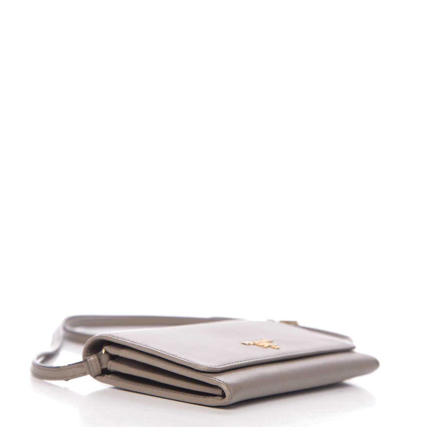 Saffiano Metal Flap Wallet With Strap Argilla