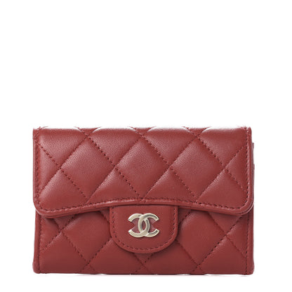 Chanel Lambskin Quilted Flap Card Holder Wallet Red 1 of 8