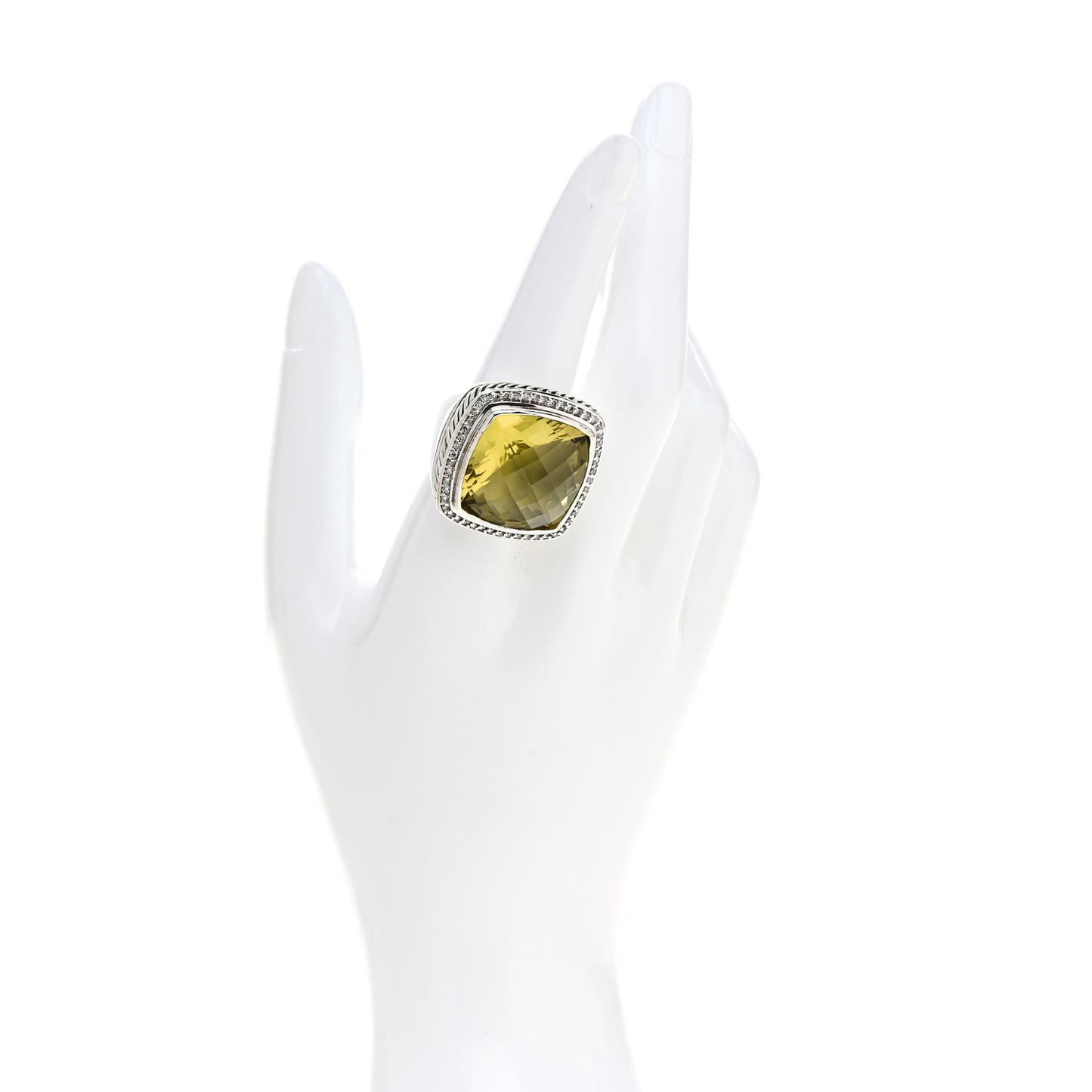 Sterling Silver Diamond Citrine 20mm Albion Ring 54 7
