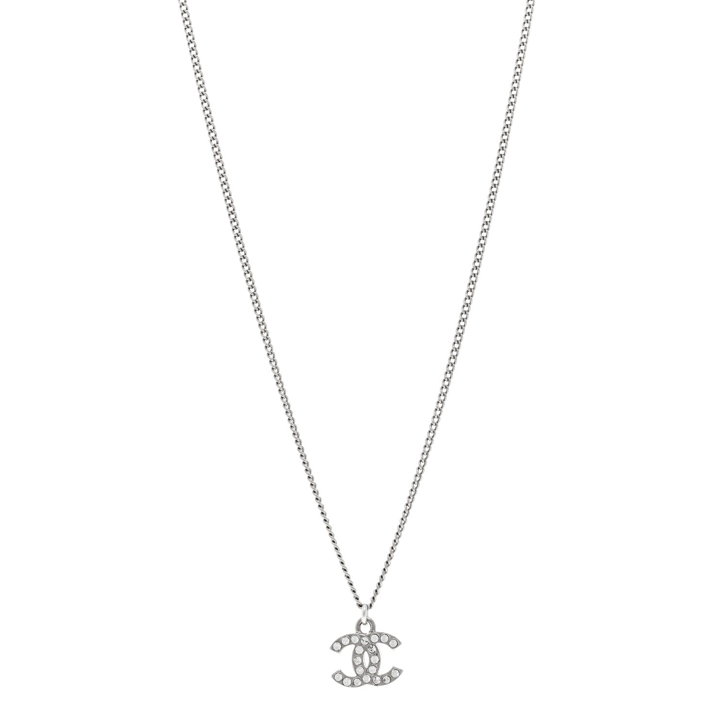 Chanel Crystal Timeless CC Necklace Silver 1 of 5