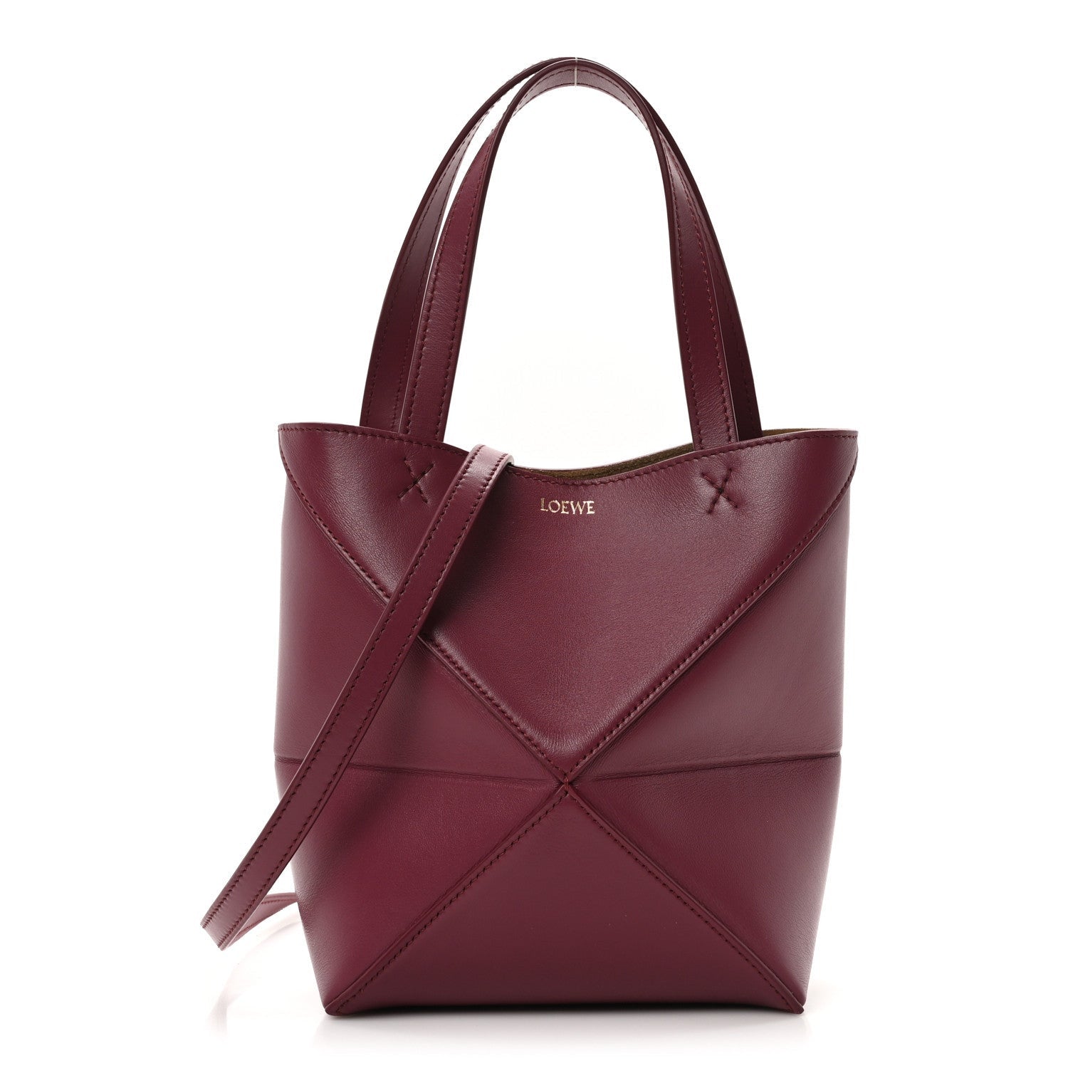 Loewe Shiny Calfskin Mini Puzzle Fold Tote Crimson 1 of 7