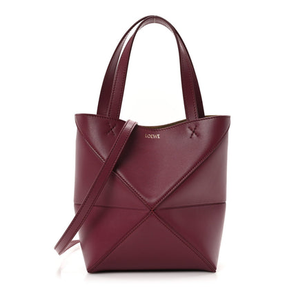 Loewe Shiny Calfskin Mini Puzzle Fold Tote Crimson 1 of 7