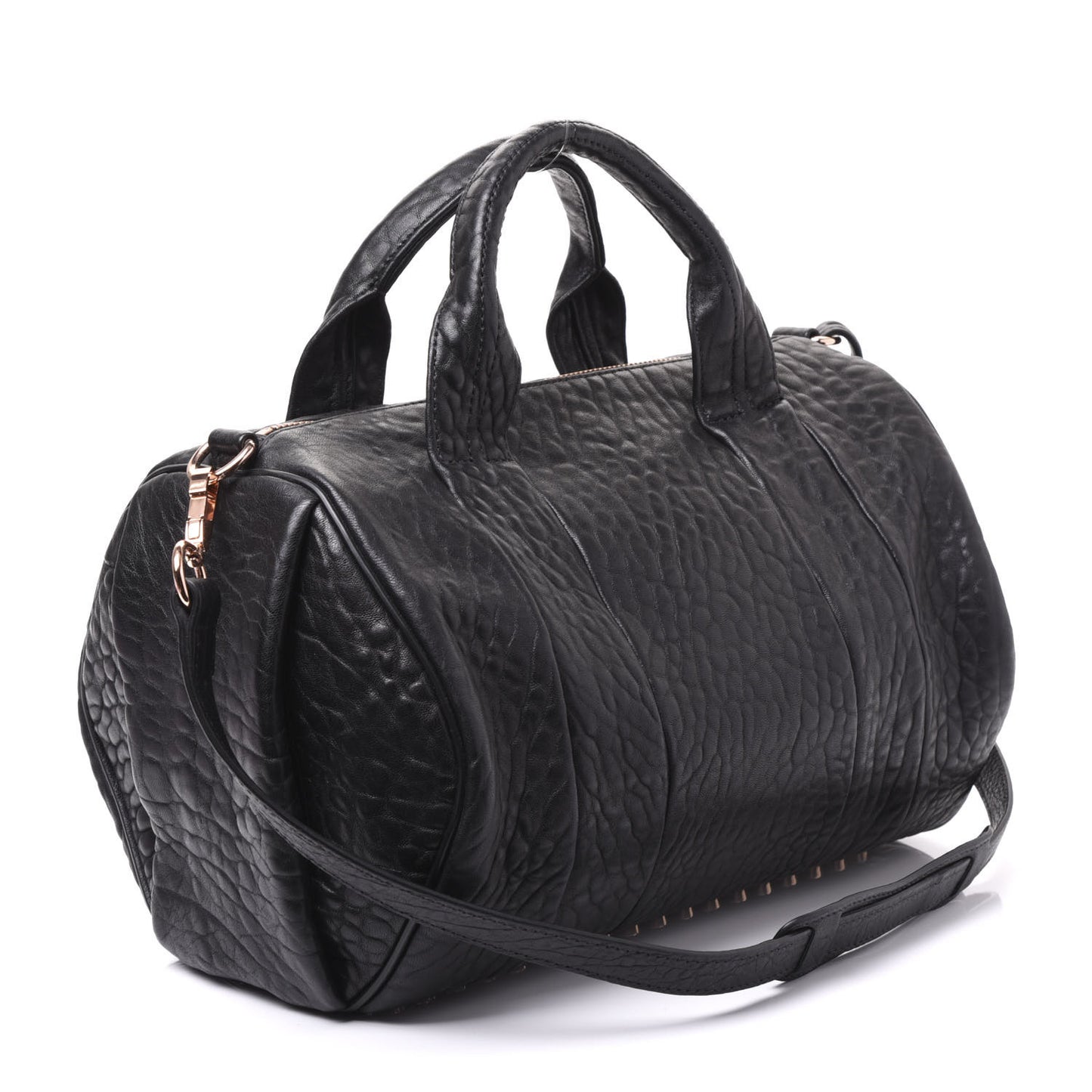 Pebbled Lambskin Rocco Black Rose Gold Hardware