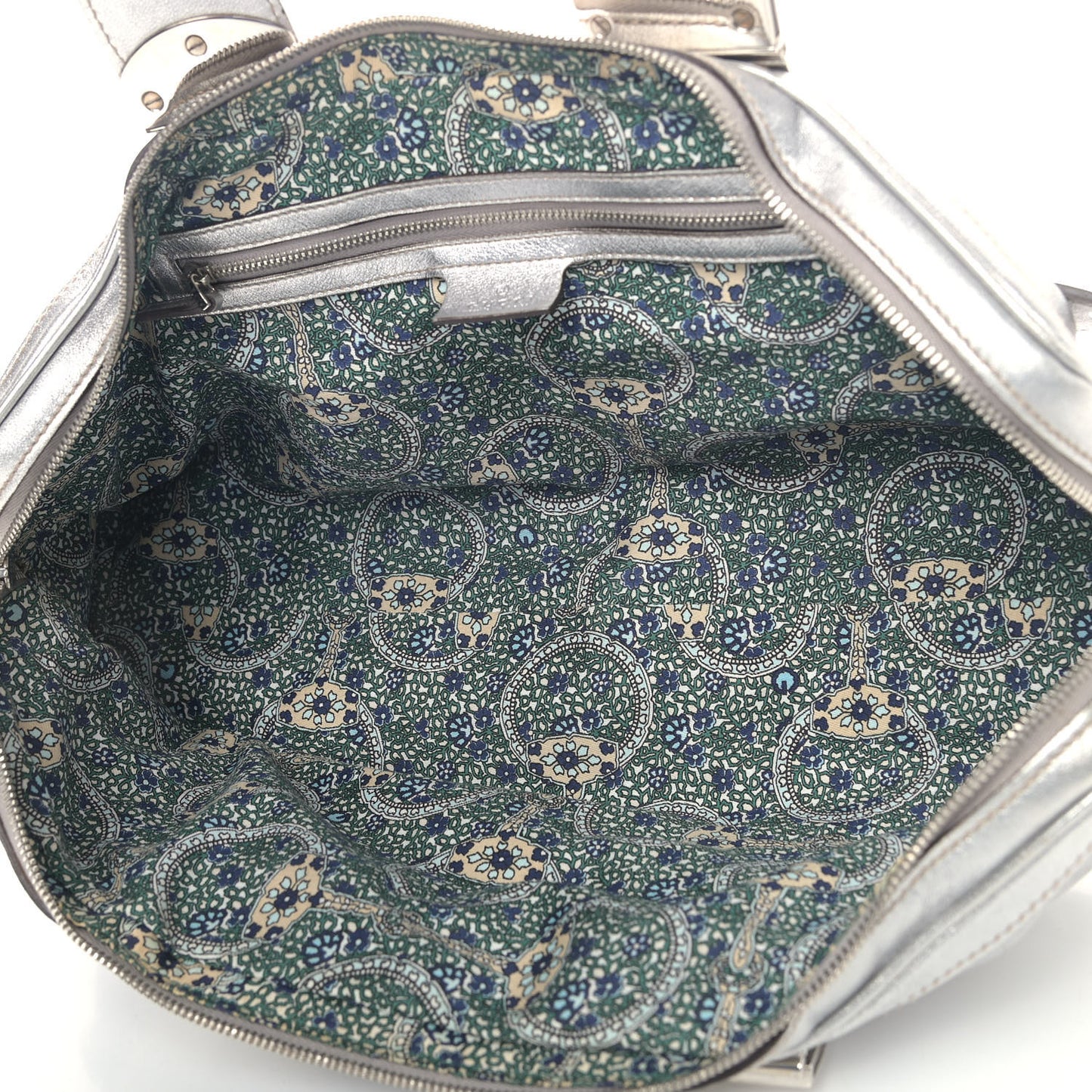 Metallic Calfskin Romy Boston Silver