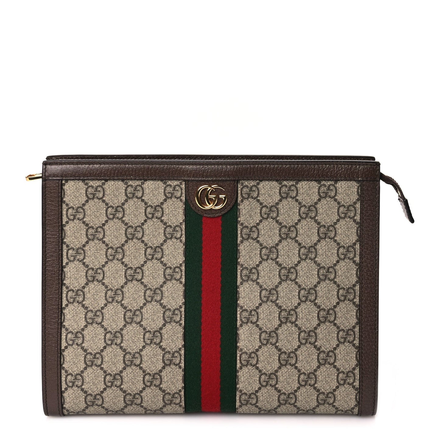 GG Supreme Monogram Web Ophidia Pouch Brown