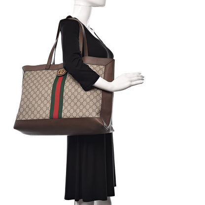 Gucci GG Supreme Monogram Web Ophidia Tote Brown 2 of 12