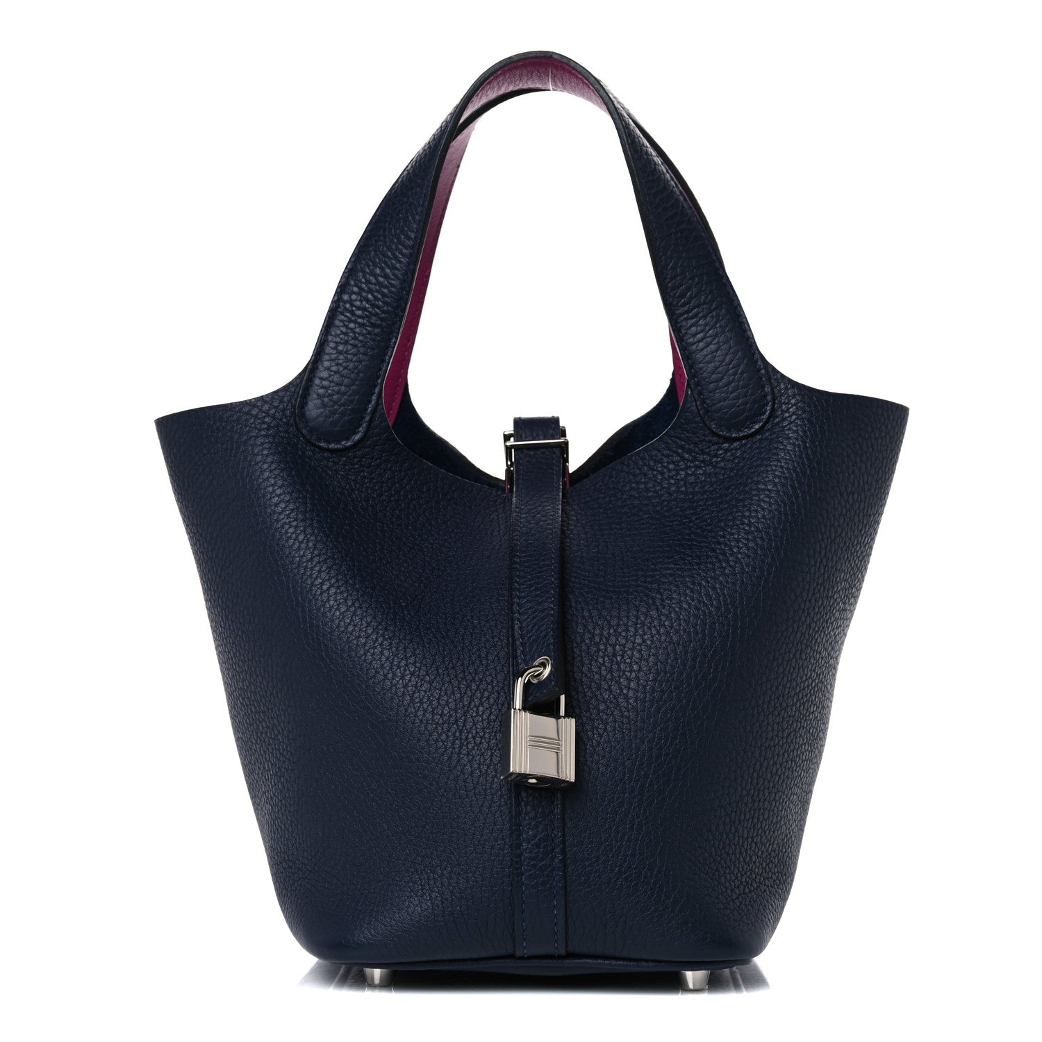 Hermes Taurillon Clemence Swift Eclat Picotin Lock 18 PM Bleu Nuit Rose Pourpre 1 of 9