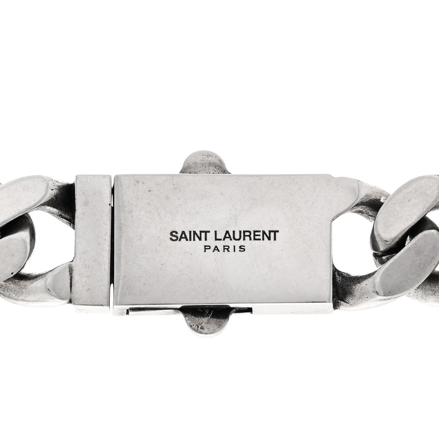 Saint Laurent Metal Curb Chain Necklace Oxidized Silver 4 of 4