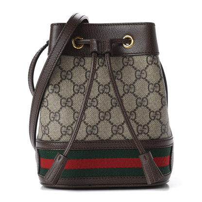 Gucci GG Supreme Monogram Web Mini Ophidia Bucket Bag Brown 1 of 12