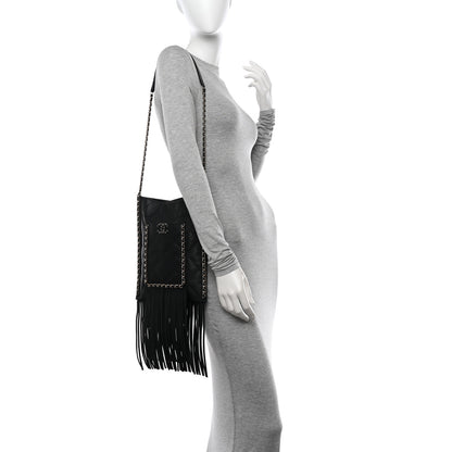 Chanel Calfskin Quilted Fringe Small Shopping Bag Black 2 of 10