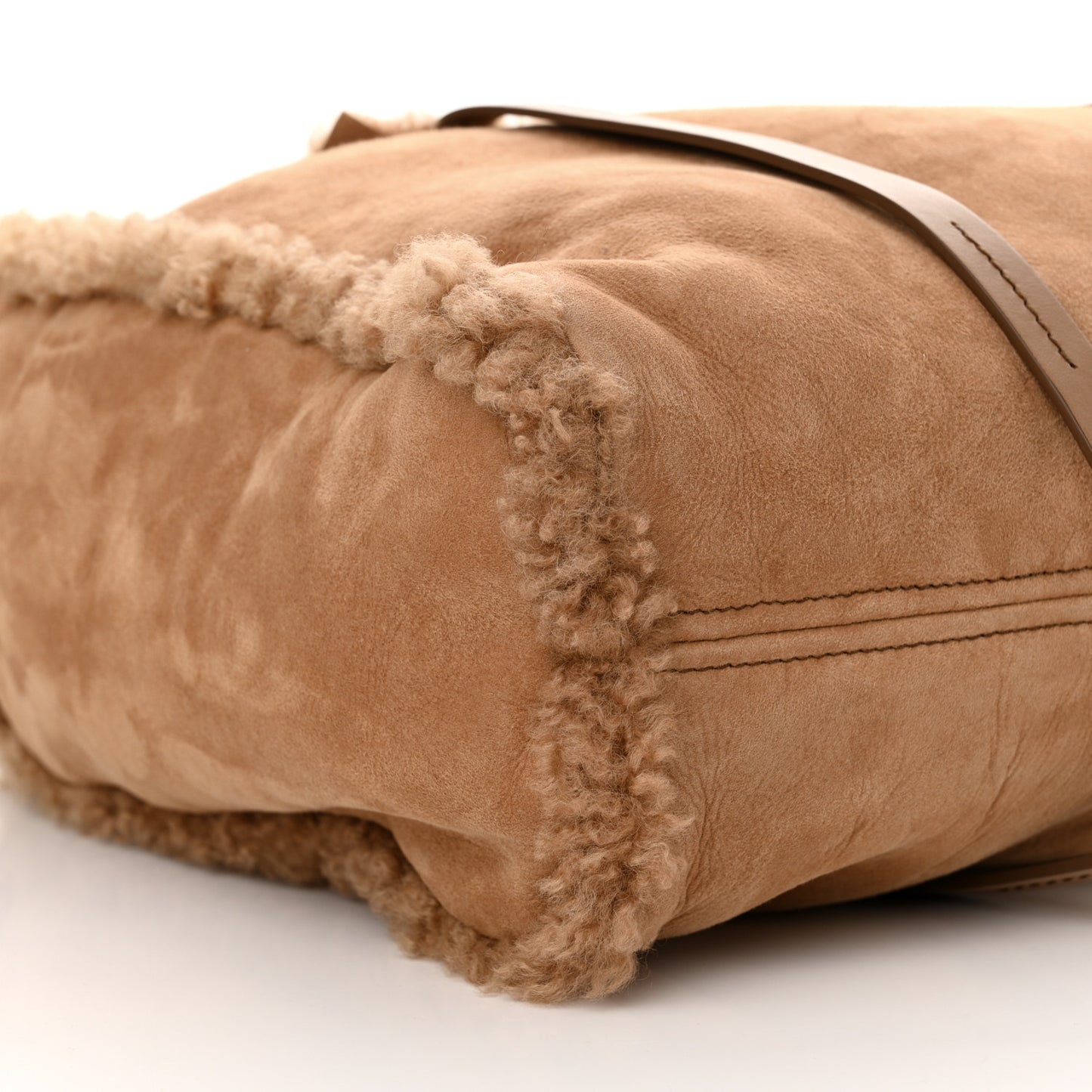 Shearling Suede Shopping Tote Caramel