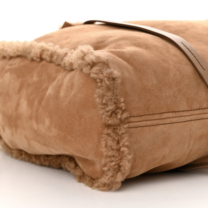 Miu Miu Shearling Suede Shopping Tote Caramel 9 of 10
