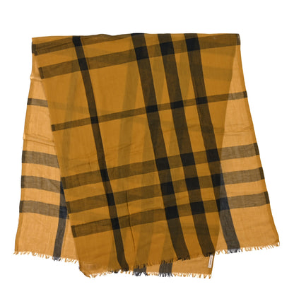 Burberry Linen Cotton Mega Check Scarf Yellow 2 of 3