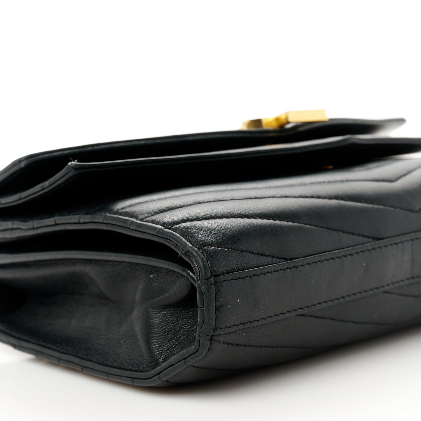 Lambskin Matelasse Chevron Monogram Sulpice Chain Wallet Black