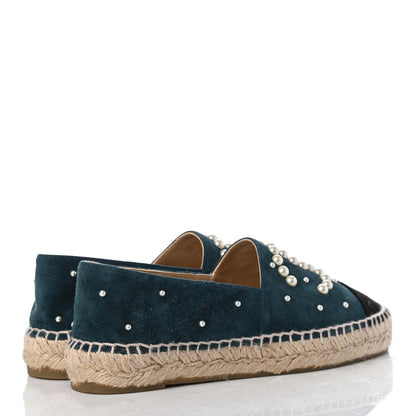 Chanel Suede Pearl CC Espadrilles 36 Teal 8 of 18