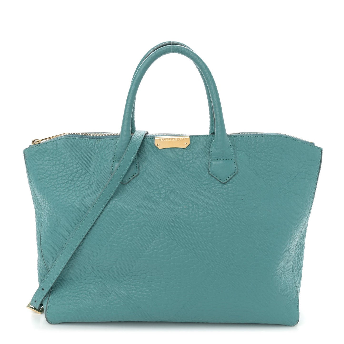 Heritage Grain Check Embossed Medium Dewsbury Tote Turquoise