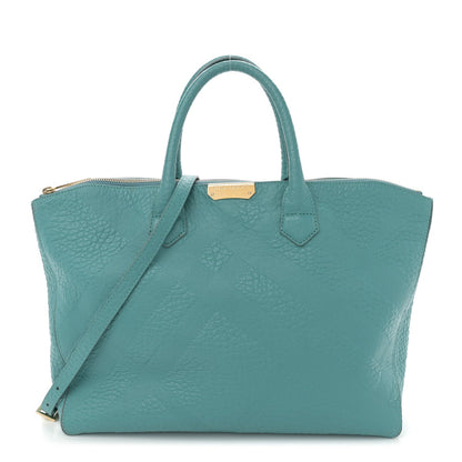 Burberry Heritage Grain Check Embossed Medium Dewsbury Tote Turquoise 1 of 7