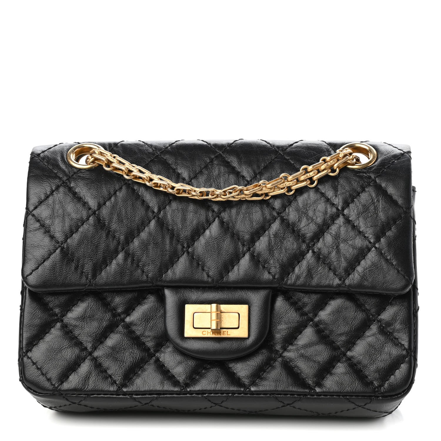 Chanel Aged Calfskin Quilted 2.55 Reissue Mini Flap Black 1 of 12