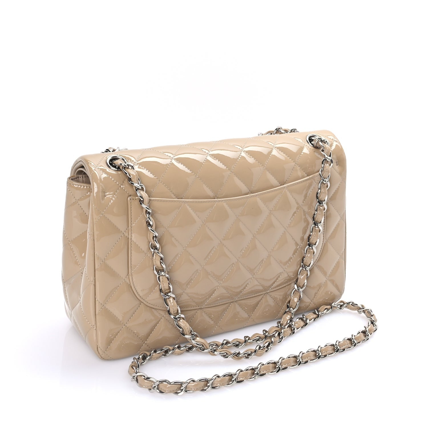 Chanel Patent Quilted Jumbo Double Flap  Beige 2 of 7