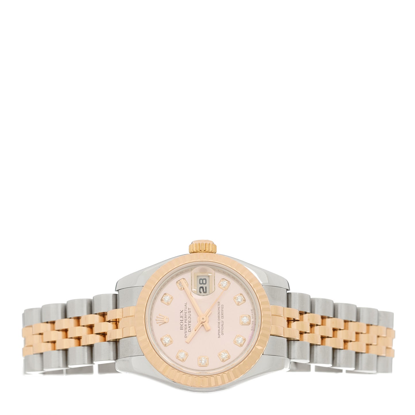 Stainless Steel 18K Everose Gold Diamond 26mm Oyster Perpetual Datejust Watch Pink 179171