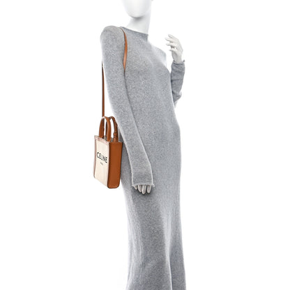 Celine Canvas Calfskin Mini Vertical Cabas Natural Tan 2 of 8