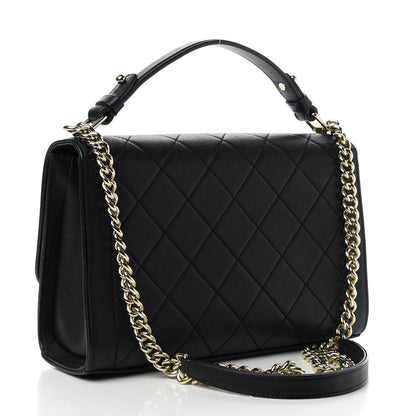 Chanel Grained Calfskin Quilted Medium Label Click Flap Bag Black 3 of 11